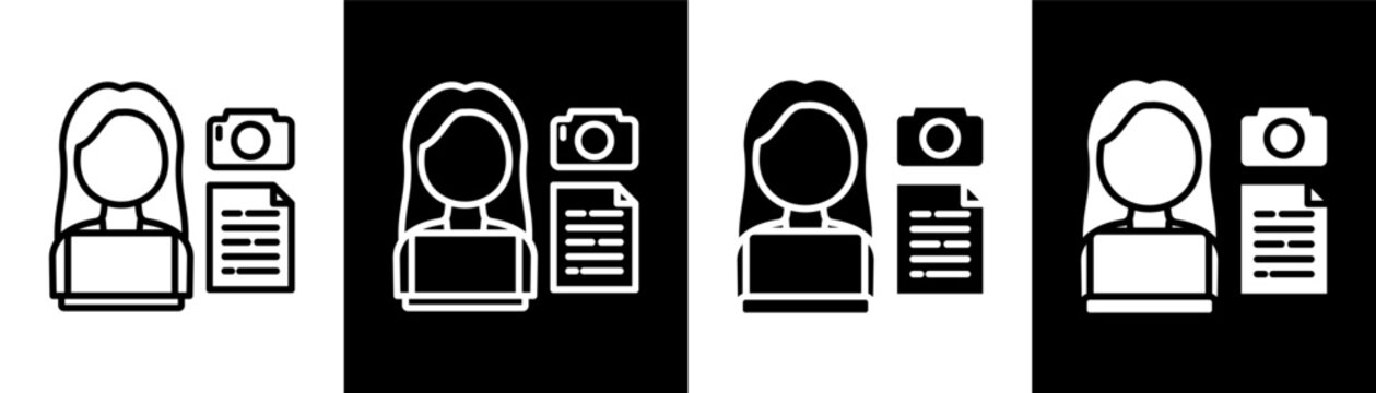 content creator white icon set design
