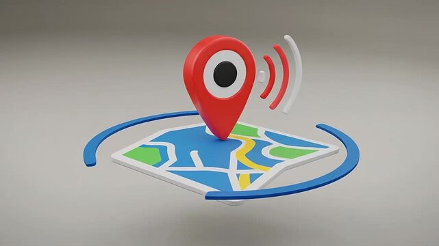 A generic location marker sits atop a colorful map, indicating a specific point of interest