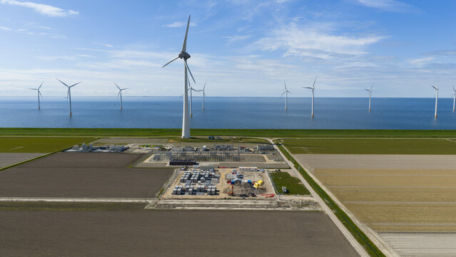 Aerial video of a battery energy storage system under construction at Westermeerdijk, showing renewable infrastructure, grid support, and the energy transition in the Netherlands.