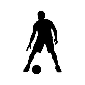 Basketball player bouncing ball in casual dribble relaxed sports motion Vector illustration
