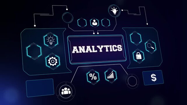 Modern business analytics concept footage showing a futuristic digital dashboard for performance tracking and data-driven corporate strategy videos
