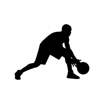 Basketball player performing crossover dribble dynamic sports movement Vector illustration