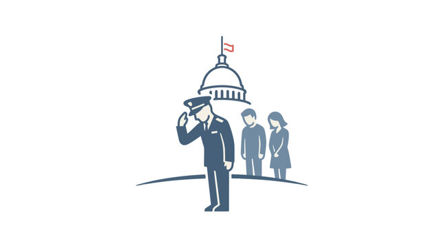 Police Officer Saluting in Front of U.S. Capitol Building