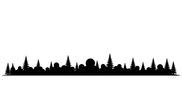 Minimal forest silhouette banner vector tree skyline outdoor hiking landscape