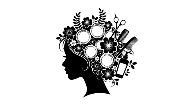 Vector illustration of a woman in profile wearing a hat with gears in her head representing a human mind thinking of a creative business concept