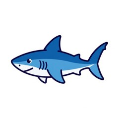 Fototapeta premium Shark flat vector illustration isolated on white background. Ocean predator animal suitable for marine, wildlife, sports, and branding themes.