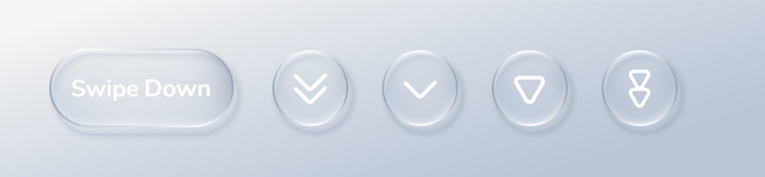Swipe arrow down button glass icon ui text symbol next. This circle interface features a scroll left right vector with a slide triangle sign for a minimal page sticker set