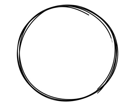 A crudely drawn, imperfect black circle sits isolated against a plain white background. The lines of the shape are slightly uneven