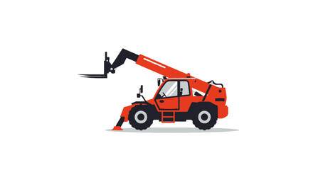 Telehandler Forklift Machine Isolated on White Background, Construction Vehicle Illustration © Raja