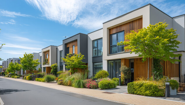 a photo of modern, traditional semi-detached houses in the newgrizedale new build development.