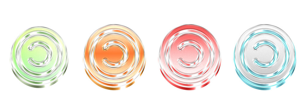 3D Glass Copyleft Symbol Set Isolated on Transparent Background &ndash; Concept of Solution and Innovation &ndash; Transparent Liquid Glass Icon &ndash; 3D Rendering