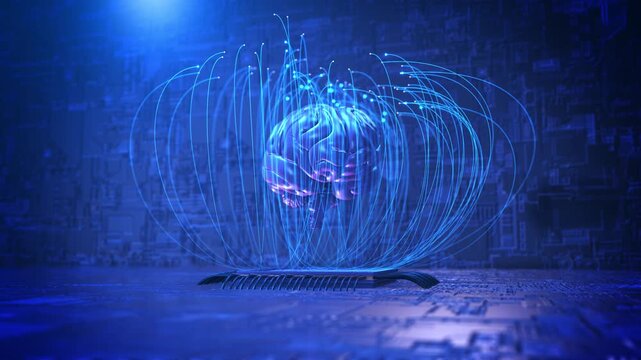 AI Artificial intelligence digital brain bid data deep learning human brain Business medical health concept. AI Digital data mining and machine learning technology computer brain. deep learning. 3D