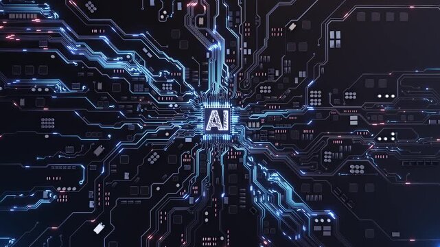 Motherboard CPU GPU Circuit Board Background circuit board. Digital technology. Central computer processor CPU chip. PCB artificial intelligence processor AI chip CPU circuit board technology cyber.