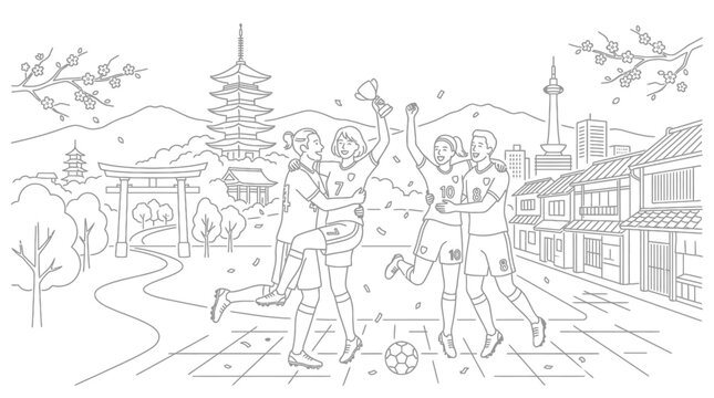 Soccer Team Celebrates Victory in Japan