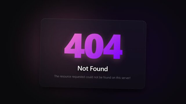 A digital interface displays a prominent '404 Not Found' error message with subtle glowing text and a dark, atmospheric environment suggesting website connectivity issues or missing web pages