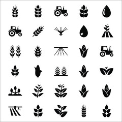 Obraz premium Collection of 35 black and white icons representing various vehicles and transportation modes