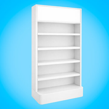 Standard White Retail Rack with Top Header Panel for Branding and Signage