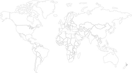 World Map Outline Vector Global Continents Geography Minimalist Design Background © muhammadsudais