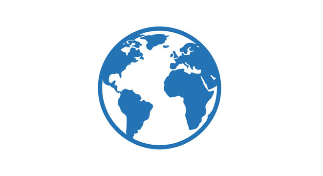 Blue Globe Earth Icon Symbol.