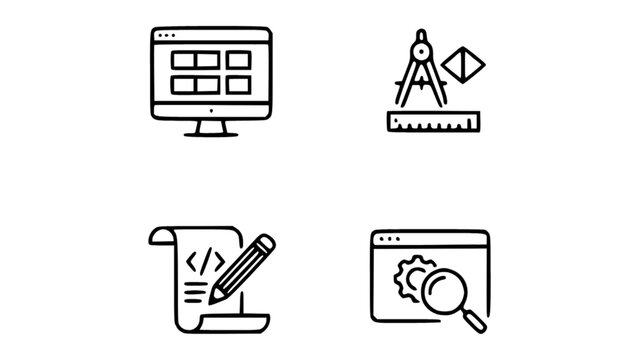 Outline icons representing architecture, planning, and drafting tools.