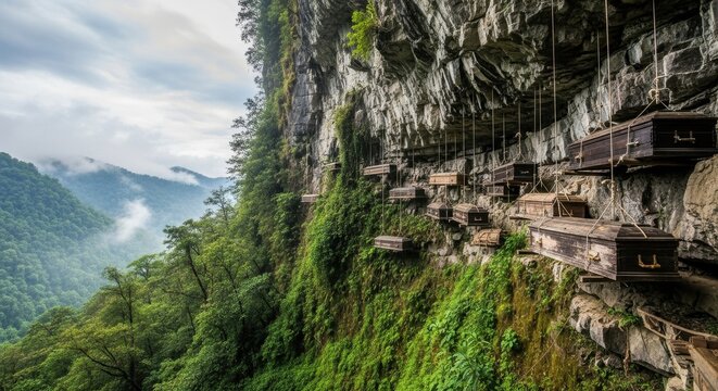 Ancient Hanging Coffins of Sagada, Mountain Province, Philippines.