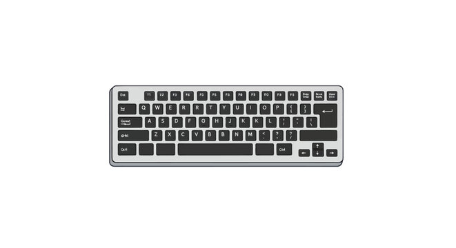 Modern Sleek Silver Mechanical Keyboard with Black Keys on White Background