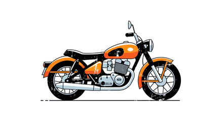 Obraz premium Classic Orange Motorcycle Side View.