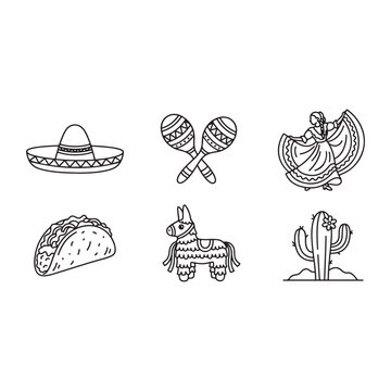 Cinco de mayo lineart Illustration vector Cinco de mayo elements vector  Illustration 