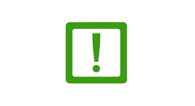 Green exclamation mark warning symbol.