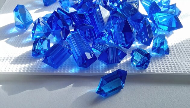 Brilliant Blue Copper Sulfate Pentahydrate Crystals Varying in Size and Exhibition