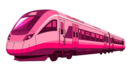 Magenta colored modern train transportation. © Stock