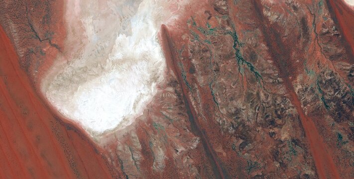 Simpson Desert Australia Red Sand Dunes Satellite View