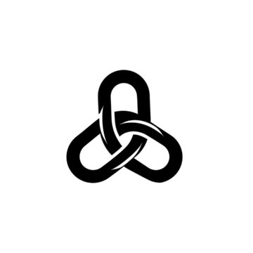 Interlocking Three Link Chain Knot Icon, Unity and Strength Symbol Vector Illustration Isolated on White Background