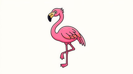 Obraz premium Pink Flamingo Cartoon Animal.