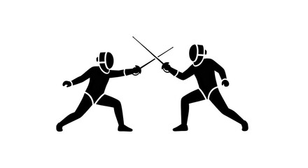 Fototapeta premium Two Fencers in Action Silhouette Sport Competition Athletic Fitness Training