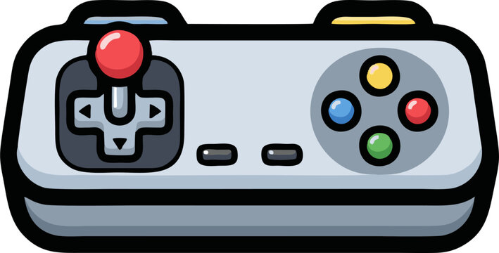 Video Game Controller Colorful Retro Style Cartoon Illustration Graphic Design Element