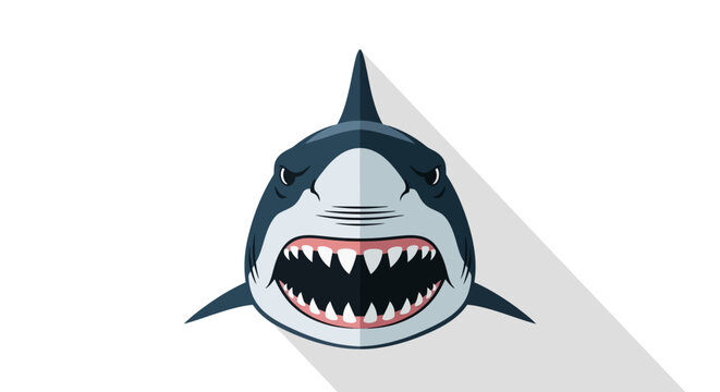 Cartoon shark head with sharp teeth.