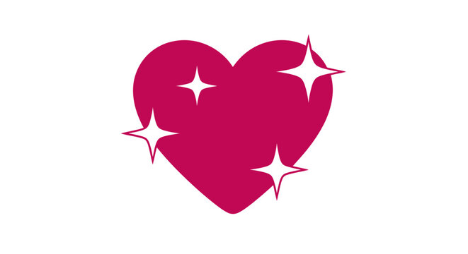 Pink Heart with Sparkles Symbol.