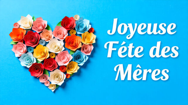 Joyeuse F&ecirc;te des M&egrave;res with Paper Flower Heart