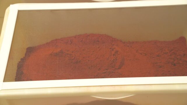 Red hot pepper powder packed inside a container