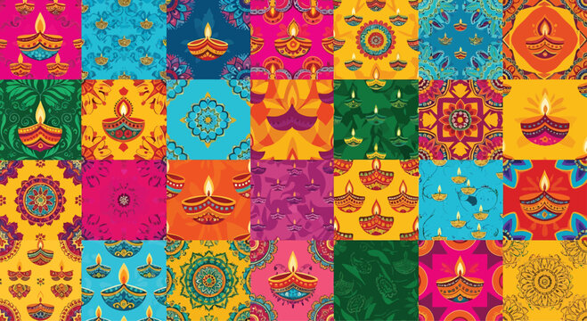 Diwali Diyas Patterns Background