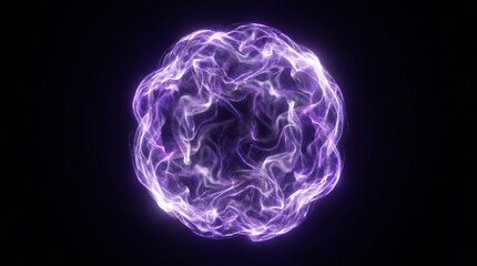 Vibrant purple and white swirling energy ball glowing brightly against a dark background perfect for sci-fi, technology, and futuristic designs © Ahmed_Stock
