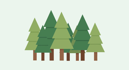 Obraz premium Flat design evergreen forest illustration