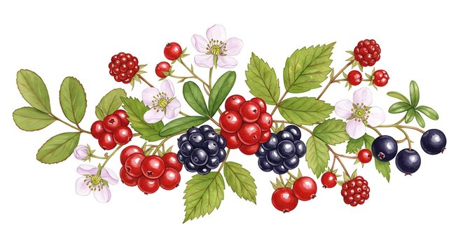 Botanical Illustration: Summer Berries & Blossoms