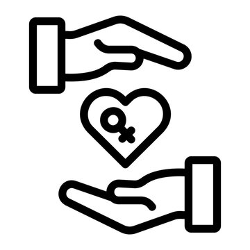 Women charity hand Line Icon