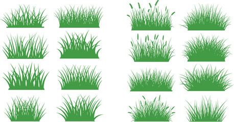 Variety of Vector Grass Designs in Different Shapes and Textures for Landscaping, Nature, and Environment Projects © Amowara