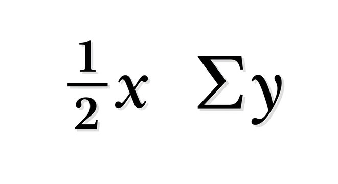 Mathematical equation on a white background one-half times x, summation of y