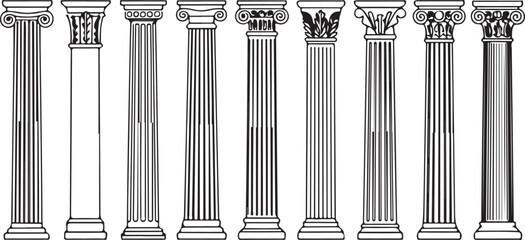 Naklejka premium Ancient columns icon set. Vector icon