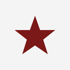 Fototapeta premium Dark Red Five-Pointed Star Symbol Isolated on White