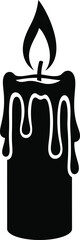 Obraz premium Black silhouette of a lit candle with dripping wax white symbol